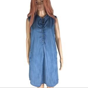 NWT Max Jeans Denim Ruffle Dress Pockets Size S